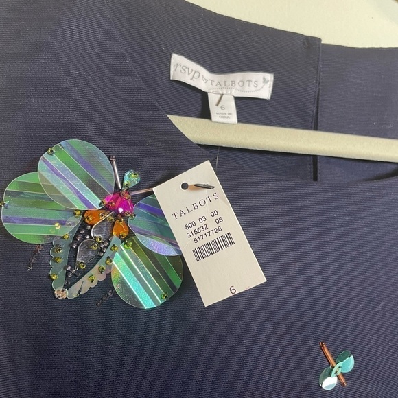 RSVP Talbots Faille Sequin Beaded Jewel Insect Top Size 6 NWT - Picture 7 of 9